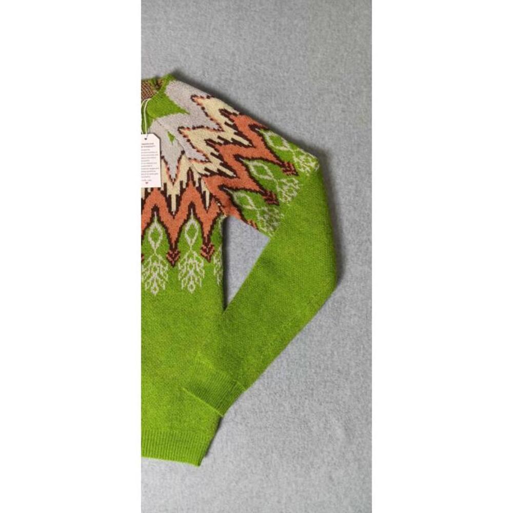 NWT! Long Sleeve Sweater Womens Size Medium Green Zig Zag Design 70s 80s Soft - Picture 4 of 10
